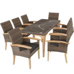 Wicker tafel Foggia met 8 stoelen Rosarno - natuur, Verzenden, Nieuw