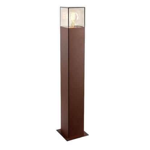 Roestkleur staande buitenlamp Sanel, Smoke glas, 60cm, Tuin en Terras, Buitenverlichting, Staande lamp, Nieuw, Aluminium, Ophalen of Verzenden