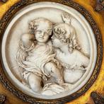 Wandbord (2) - Albast, Hout - Alabaster muurplaten, Antiek en Kunst