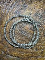 Zwartgrijze ruwe diamanten collier + 925 zilver. 21,19
