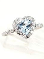 Ring - 18 karaat Witgoud Aquamarijn - Diamant, Nieuw