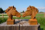 Beeld, set of 2 horse heads - 15 cm - Gietijzer