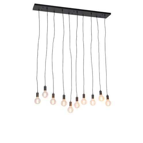 Moderne hanglamp zwart 140 cm 10-lichts - Facil, Huis en Inrichting, Lampen | Hanglampen, Nieuw, Overige materialen, 75 cm of meer