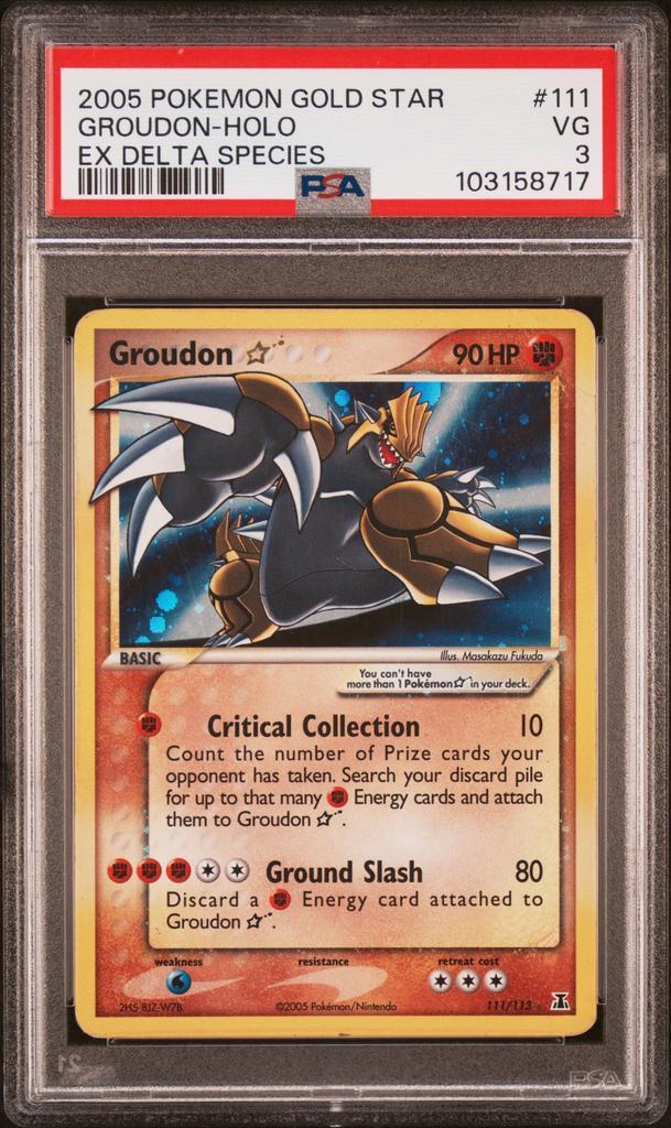 Groudon Gold Star (DS 111) PSA 3, Hobby en Vrije tijd, Verzamelkaartspellen | Pokémon, Nieuw, Ophalen of Verzenden