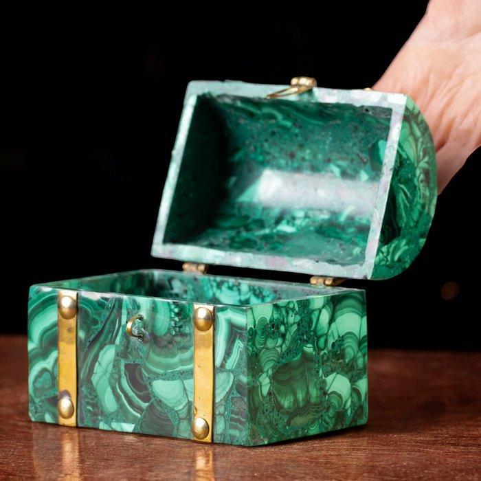 Een fascinerend natuurlijk malachietmozaïek - sieradendoos -, Antiek en Kunst, Curiosa en Brocante