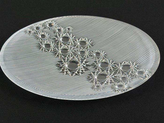 František Rón - 1970s Geometric engraved - Kom - Kristal, Antiek en Kunst, Curiosa en Brocante