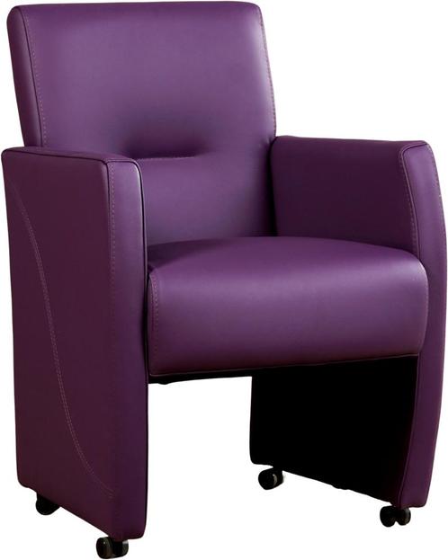 Paarse leren moderne eetkamerfauteuil - Toledo Leer Aubergin, Huis en Inrichting, Stoelen, Eén, Nieuw, Leer, Ophalen of Verzenden