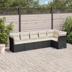 vidaXL 6-delige Loungeset met kussens poly rattan zwart, Tuin en Terras, Verzenden, Nieuw, Rotan, Loungeset