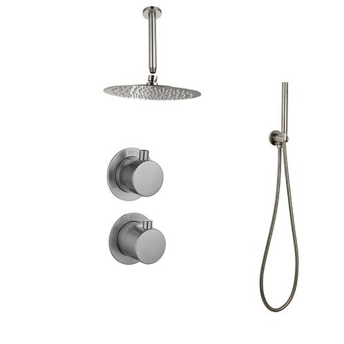 Sani Royal Inbouw Regendouche Doucheset Gun Metal Messing, Doe-het-zelf en Verbouw, Sanitair