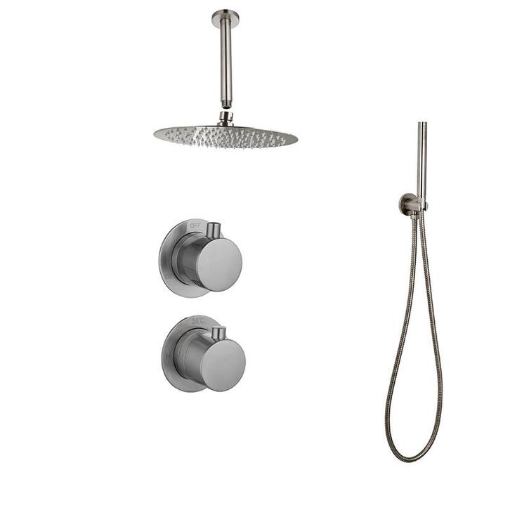 Sani Royal Inbouw Regendouche Doucheset Gun Metal Messing, Doe-het-zelf en Verbouw, Sanitair