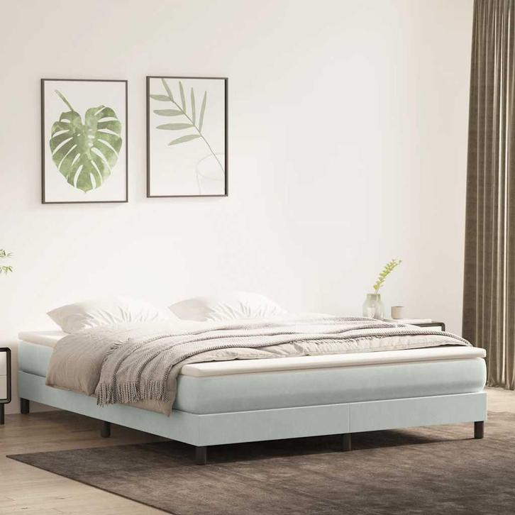 vidaXL Bed boxspring zonder matras 180x220 cm fluweel, Huis en Inrichting, Slaapkamer | Bedden, Grijs, Nieuw, Stof, Verzenden
