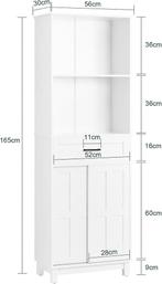2dekans | SoBuy - Badkamer Hoge Kast - 56 x 30 x 165cm - Wit, Ophalen of Verzenden, Zo goed als nieuw