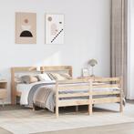 vidaXL Bedframe met hoofdbord massief grenenhout 120x190 cm, Bruin, Verzenden, Nieuw, 190 cm of minder