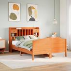 vidaXL Bed met boekenkast zonder matras grenenhout wasbruin, Huis en Inrichting, Slaapkamer | Bedden, Bruin, Verzenden, 140 cm