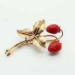 Broche - 14 karaat Geel goud, Roségoud Bloedkoraal - Wenen