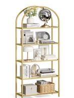 Glazen Boekenkast 5 Niveaus – Gouden Staand Wandrek Modern, Verzenden, Nieuw
