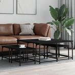 vidaXL 5-delige Tafeltjesset bewerkt hout zwart, Huis en Inrichting, Tafels | Salontafels, 100 tot 150 cm, Verzenden, Nieuw, Minder dan 50 cm