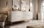 Dressoir zwart of wit met goud - Hotelchique kast 182x40x75