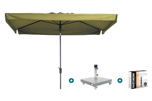 Madison Delos Luxe stokparasol 200x300 cm. - Sage green met, Tuin en Terras, Parasols, Parasolvoet, Nieuw, Kantelbaar, Verzenden
