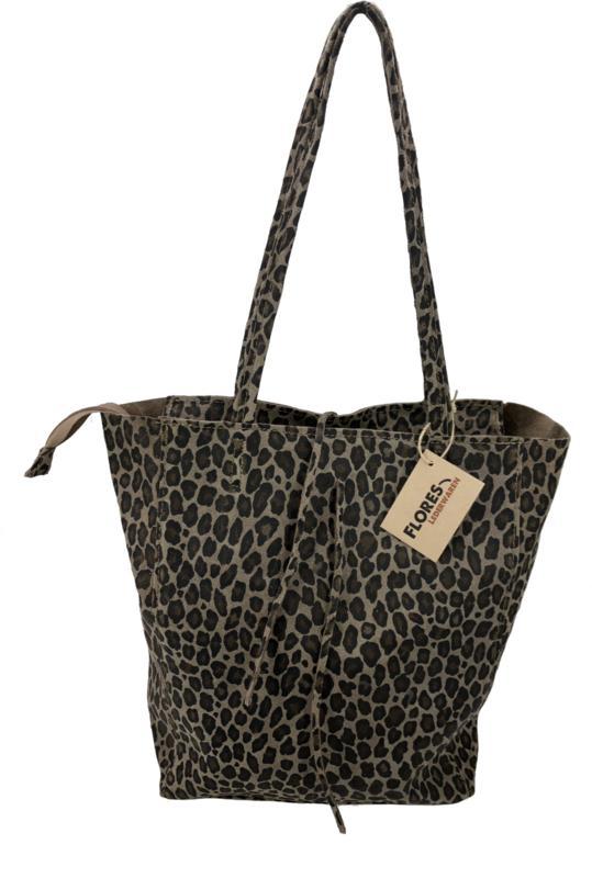 Luipaard Taupe Vera Pelle wild leren shopper, Sieraden, Tassen en Uiterlijk, Tassen | Schoudertassen, Nieuw, Verzenden