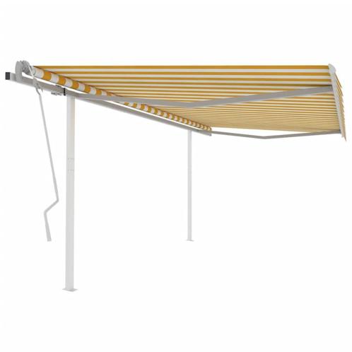 vidaXL Luifel handmatig uittrekbaar met palen 4x3 m geel en, Tuin en Terras, Zonneschermen, Nieuw, Verzenden