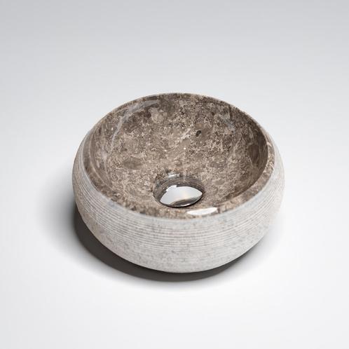Waskom Loutro Rocky T Rond 40x40x15 cm Marmer Taupe, Doe-het-zelf en Verbouw, Sanitair, Ophalen of Verzenden