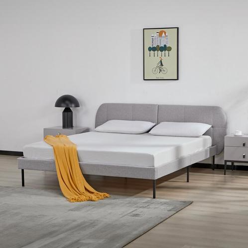 Gestoffeerd bed Porvoo met bedbodem 160x200 cm grijs [en.cas, Huis en Inrichting, Slaapkamer | Bedden, Nieuw, Verzenden