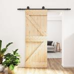 vidaXL Schuifdeur met beslag 85x210 cm massief grenenhout, Doe-het-zelf en Verbouw, Deuren en Horren, Verzenden, Nieuw
