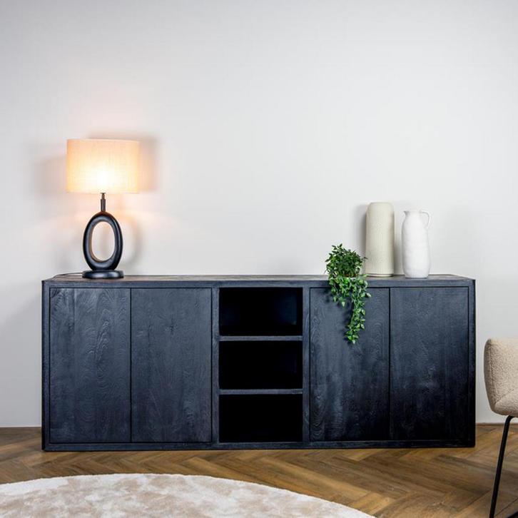 *WOONWINKEL* Tower Living Tenna Mangohout Dressoir Zwart, Huis en Inrichting, Kasten | Dressoirs, Nieuw, Verzenden