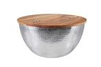 Ronde salontafel ORIENT STORAGE 60cm zilver acaciahout met, Huis en Inrichting, Tafels | Salontafels, Ophalen of Verzenden, Nieuw