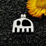 Massief zilveren hanger van een abstracte olifant, Sieraden, Tassen en Uiterlijk, Bedels, Ophalen of Verzenden, Gebruikt, Zilver