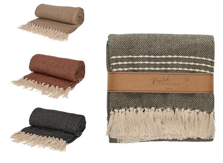 JENS Living Plaid Juul - Gerecycled katoen - 130 x 180 cm -, Huis en Inrichting, Woonaccessoires | Plaids en Woondekens, Nieuw