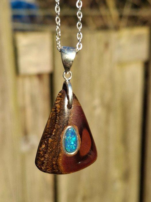 Zilver - Hanger - Australische opaal, Verzamelen, Mineralen en Fossielen