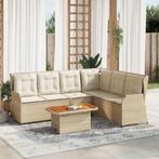 vidaXL 5-delige Loungeset met kussens poly rattan beige, Tuin en Terras, Tuinsets en Loungesets, Verzenden, Nieuw, Rotan, Loungeset