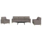 vidaXL 3-delige Loungeset met sierkussens stof taupe, Huis en Inrichting, Banken | Bankstellen, Verzenden, Nieuw, Vierpersoons of meer