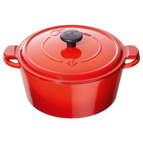 Fontignac Mains Libres Gietijzeren Braadpan Rond - Rood - 26, Huis en Inrichting, Keuken | Potten en Pannen, Verzenden