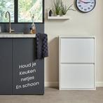 Prullenbak 4 vakken–Afvalem 60 Lt-62x25x93cm-Wit-Zwart-Grjs, Ophalen, Nieuw, 40 liter of meer, Metaal