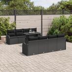 vidaXL 10-delige Tuinbankenset met kussens in poly rattan, Verzenden, Nieuw, Rotan