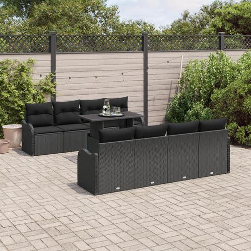 vidaXL 10-delige Tuinbankenset met kussens in poly rattan, Tuin en Terras, Tuinsets en Loungesets, Nieuw, Rotan, Verzenden