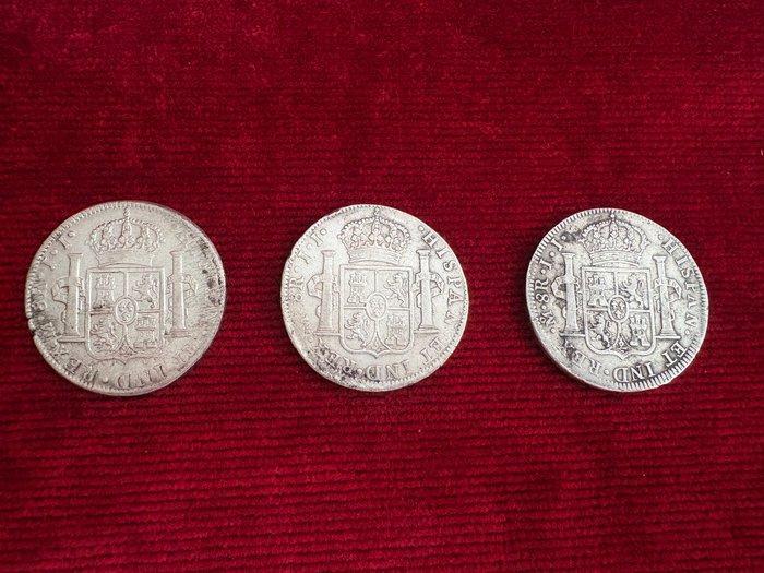 Spanje. Fernando VII. 8 Reales 1813, 1817, 1818 (3 monedas), Postzegels en Munten, Munten | Europa | Niet-Euromunten