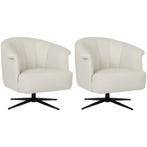 Set van 2 Leren draaifauteuils Embrace - Toledo Bianco, Huis en Inrichting, Fauteuils, Nieuw, Ophalen of Verzenden, 75 tot 100 cm