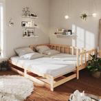 vidaXL Slaapbank uitschuifbaar massief grenenhout 2x(90x200), 90 cm, Eenpersoons, Bruin, Verzenden