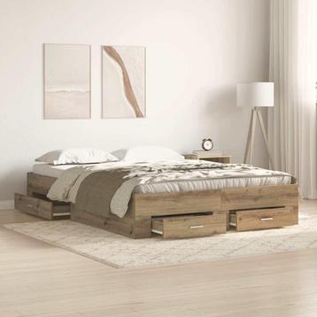 vidaXL Bedframe met lades artisanaal eikenkleurig 140 x 200 beschikbaar voor biedingen