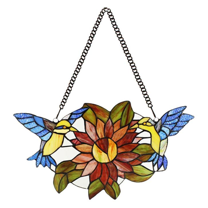 Glaspaneel Tiffany 50x60 cm Bruin Glas Vogel Glaskunst, Huis en Inrichting, Woonaccessoires | Wanddecoraties, Nieuw, Ophalen of Verzenden