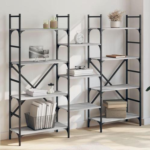 vidaXL Boekenkast 160x28,5x136,5 cm bewerkt hout grijs, Huis en Inrichting, Kasten | Boekenkasten, Nieuw, Overige houtsoorten