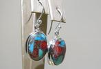Coral Turquoise Matrix Oorbellen - Hoogte: 31 mm - Breedte:, Verzamelen, Mineralen en Fossielen
