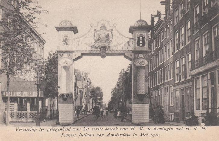 AMSTERDAM - Versiering ter gelegenheid van het eerste be..., Verzamelen, Ansichtkaarten | Nederland