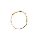 Bicolor gouden fantasie schakel armband | 19 cm (witgoud), Sieraden, Tassen en Uiterlijk, Armbanden, Ophalen of Verzenden, Gebruikt