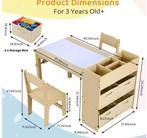 Kinder Kunsttafel met 2 Stoelen en Opbergruimte, Houten Acti, Verzenden, Nieuw