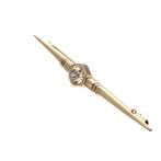 Gouden broche met diamant; 0,10 ct., Sieraden, Tassen en Uiterlijk, Broches, Gebruikt, Overige kleuren, Ophalen of Verzenden, Met edelsteen